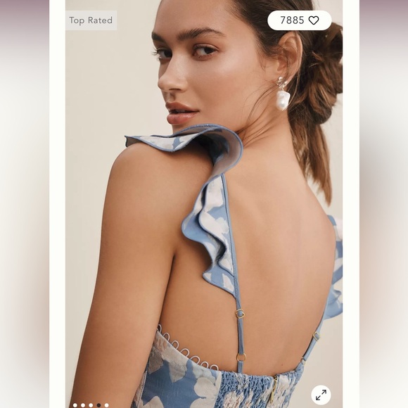 V. Chapman Vera Ruffle-Strap Corset Side-slit Midi Dress - Picture 2 of 3